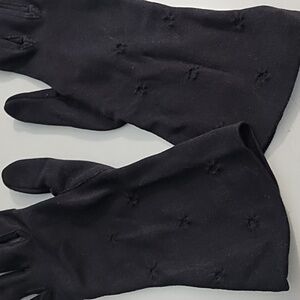 Vintage Black Long Soft Nylon Stretch Gloves with a Stitch Detail